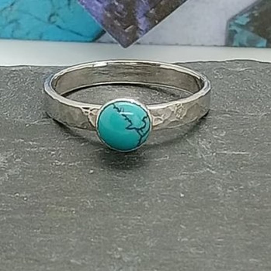 Sterling silver Turquoise ring size P Hallmarked, december birthstone