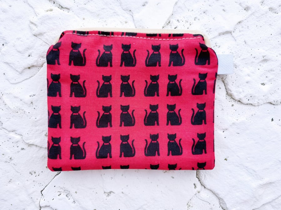 Cats Red Black Coin Purse or Card Holder Bespoke 