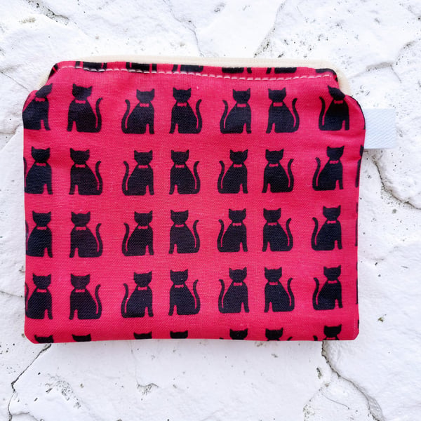 Cats Red Black Coin Purse or Card Holder Bespoke 