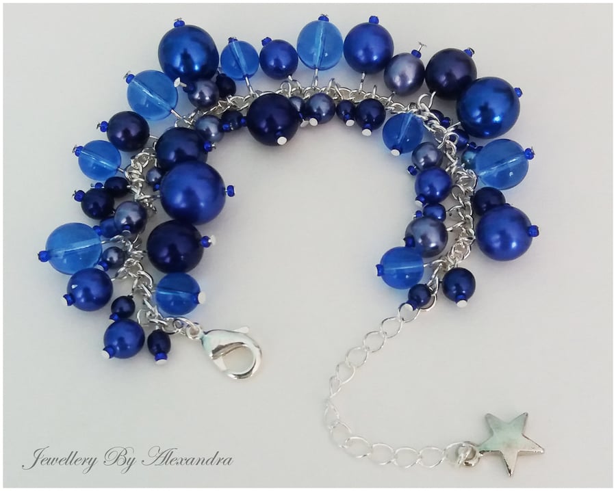 Cluster Bracelet-Dark Blue with Star Charm