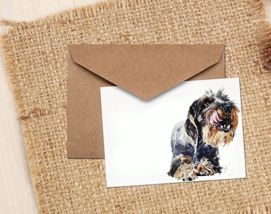 Wirehaired Dachshund III GreetingNote Card.Wirehaired Dachshund card,Wire Dachsh