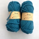 Woolyknit Aran British Wool 2 x 50 gram balls in Turquoise