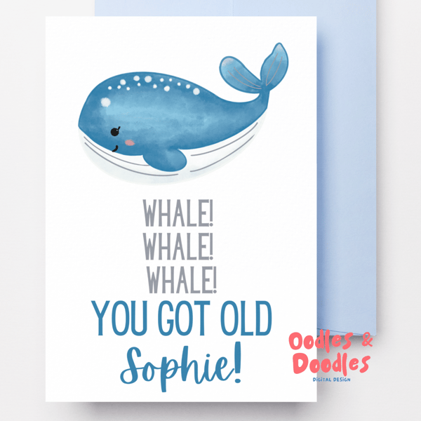 Personalised Birthday Card, Whale Birthday Card, Under the Sea Card