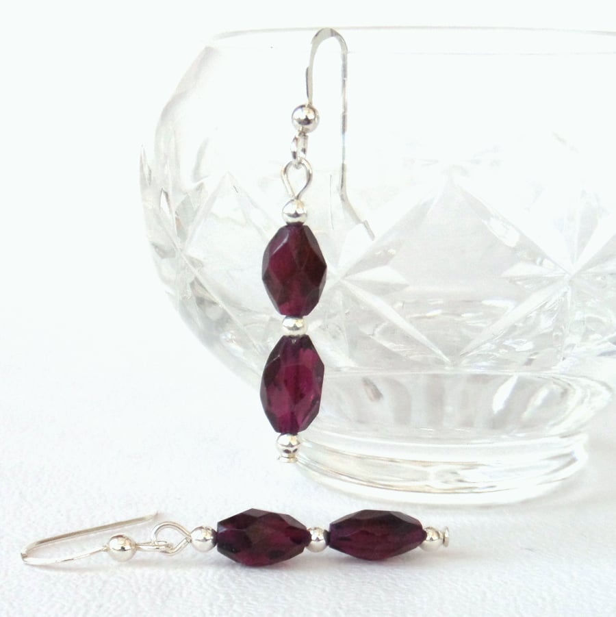 Garnet silver earrings