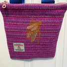 A Harris Tweed Crossbody or Shoulder bag with N American Feathers embroidery