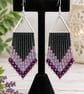 Beaded fringe dangle boho earrings, unique gift for her, handmade accessories  - Image 4