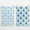 Tea Towel Bundle x2 - Seagull & Puffin Patterns - Fluffy Style Hand Towels