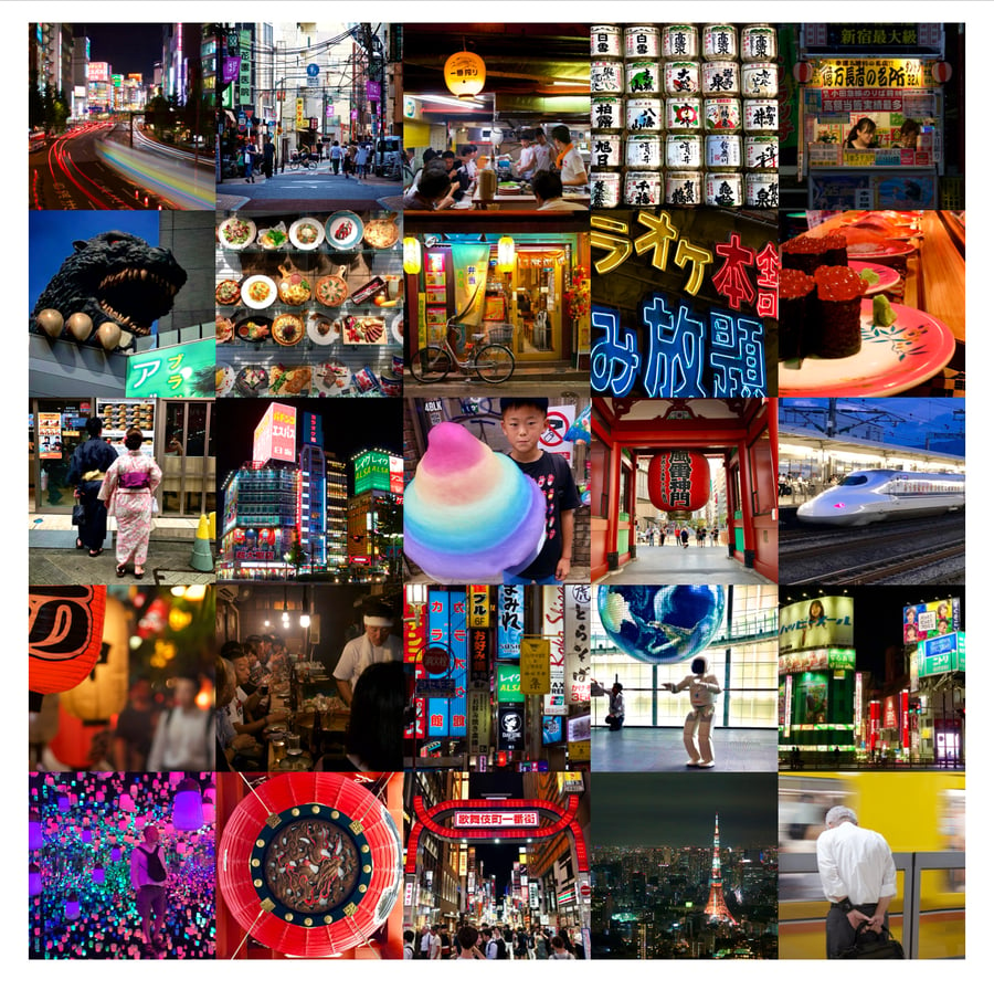 ‘Tokyo Iconic’ signed square mounted print 30 x 30cm FREE DELIVERY