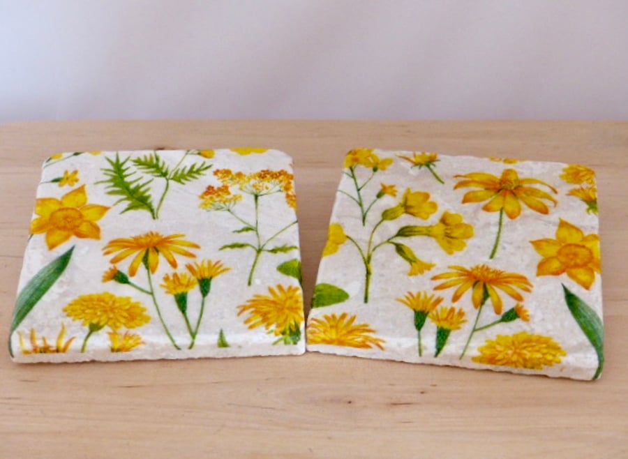 Marble 'Spring Flowers' Coasters