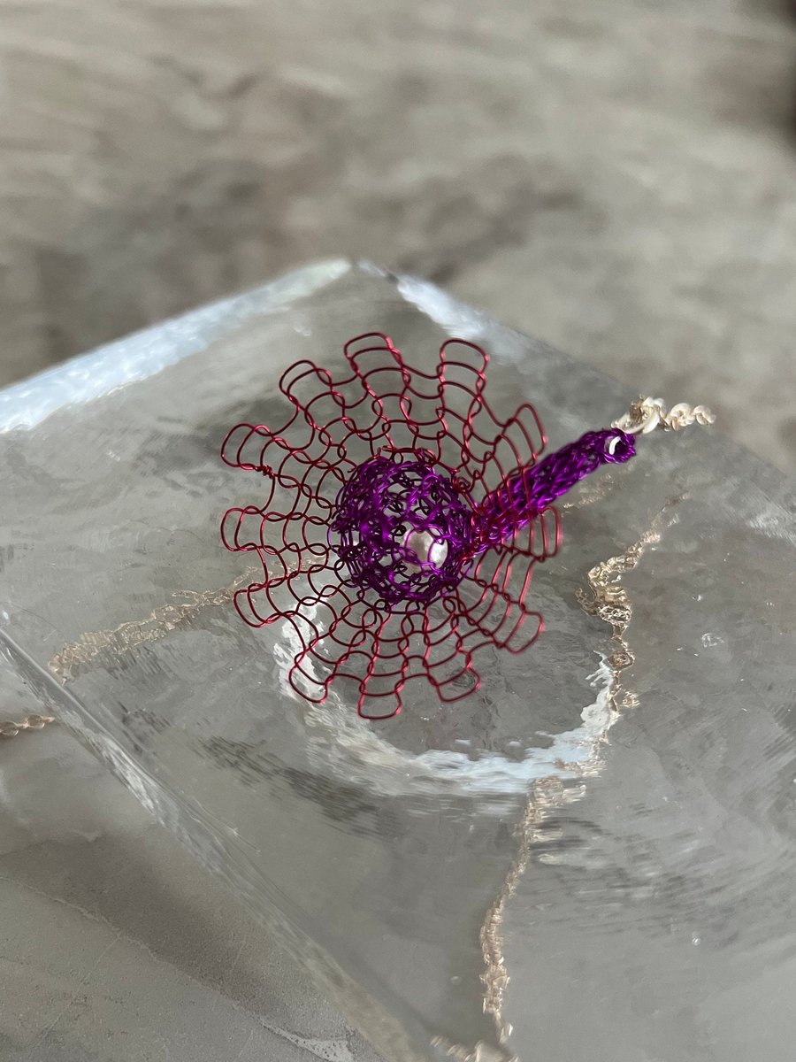 Handmade colored copper Wire pearl necklace pendant brooch earrings pure silver 