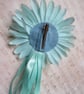 Aqua Blue Regency Daisy Flower Crystal & Ribbons Fascinator Hair Clip Headpiece - Image 3