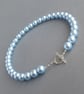 Chunky Light Blue Pearl Necklace - Pale Blue Wedding Jewellery - Baby Blue Gifts - Image 2