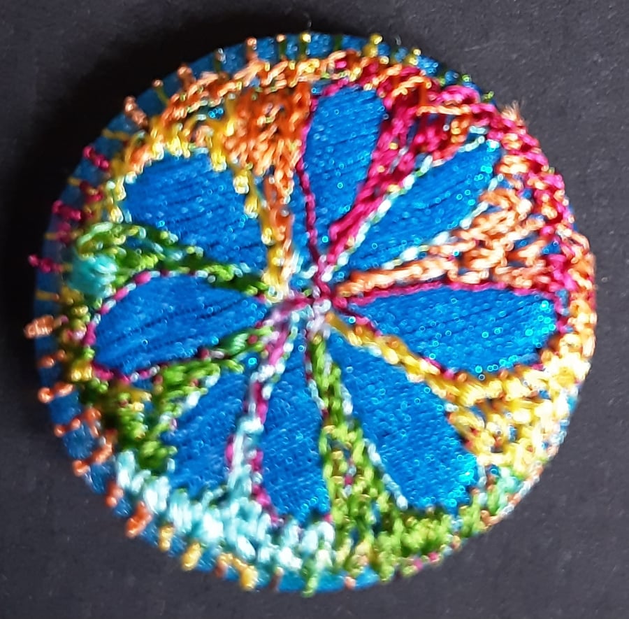 Buttons 1 inch button Hand Dyed Silks and Cottons Free Machine Embroidery Button