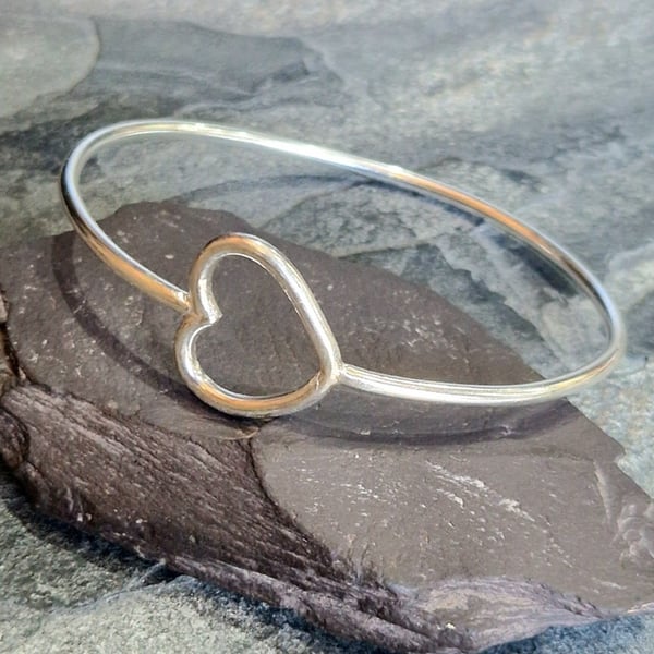 Made with Heart : Sterling Silver Bangle: handmade, recycled, polished