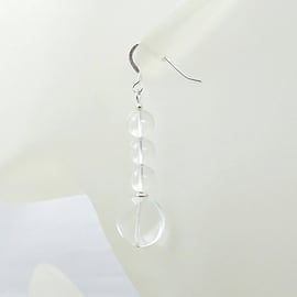 Clear Rock Crystal Faceted Coin Earrings With Sterling Silver - Under 15