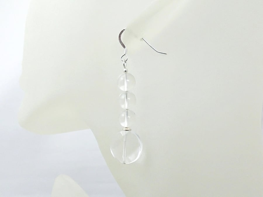 Clear Rock Crystal Faceted Coin Earrings With Sterling Silver - Under 20
