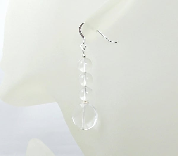 Clear Rock Crystal Faceted Coin Earrings With Sterling Silver - Under 20