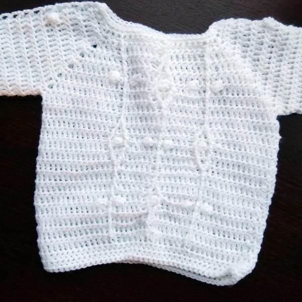 White crochet newborn baby jumper 