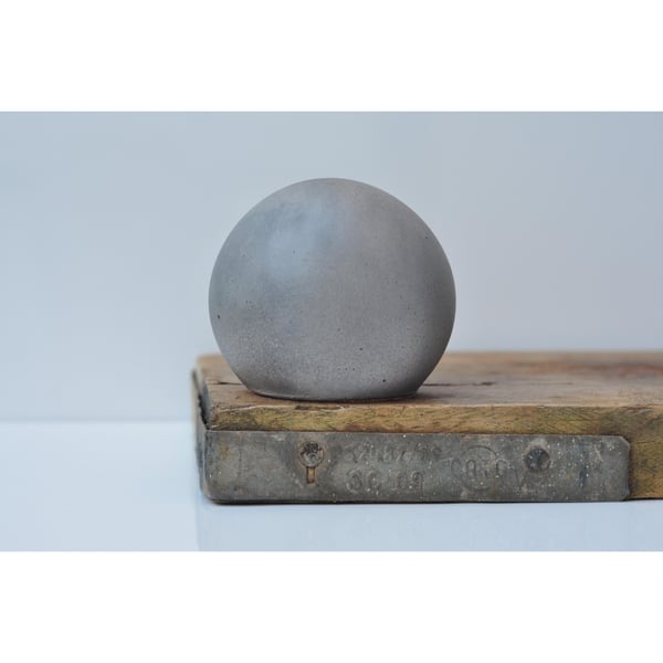 Concrete Sphere Ornament: Handmade Modern Minimalist Paper Weight Light Grey