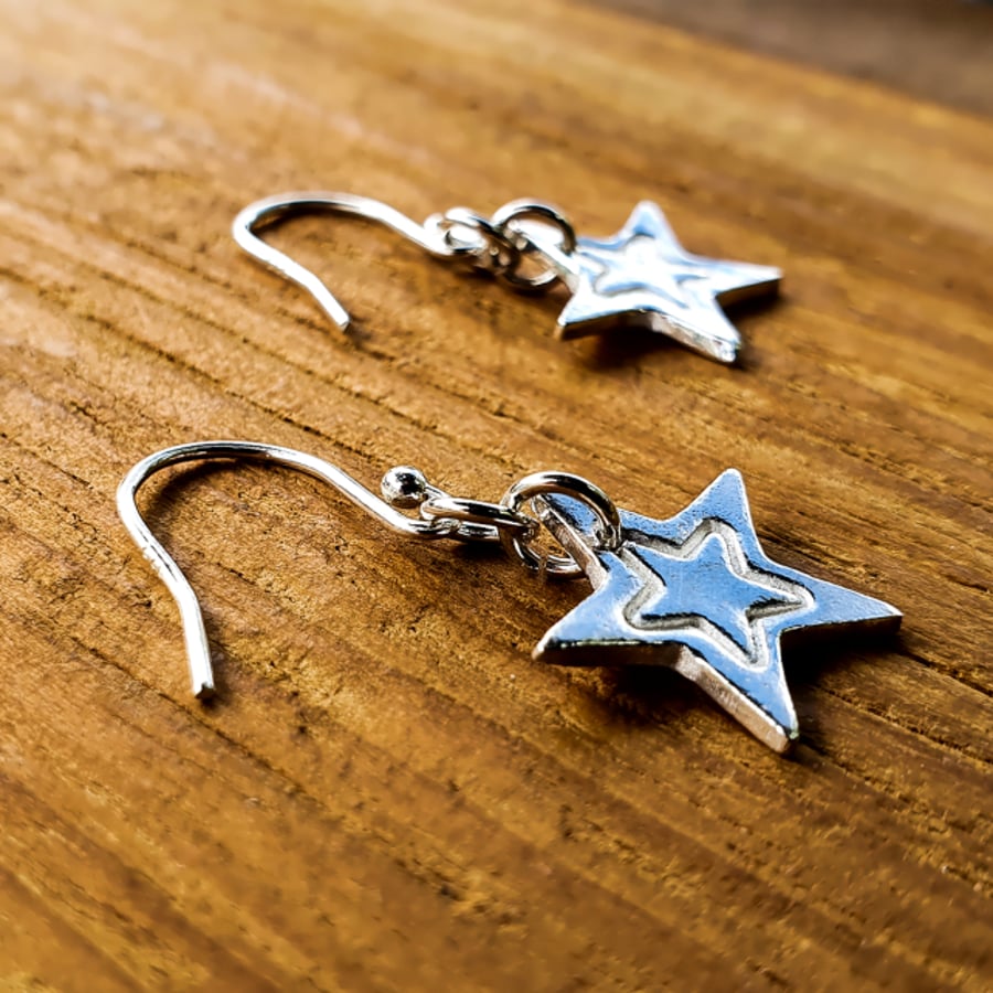 Fine Silver Star Earrings