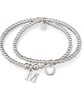 Sterling Silver Personalised Stretch Initial and Heart Charm Bracelet Set 