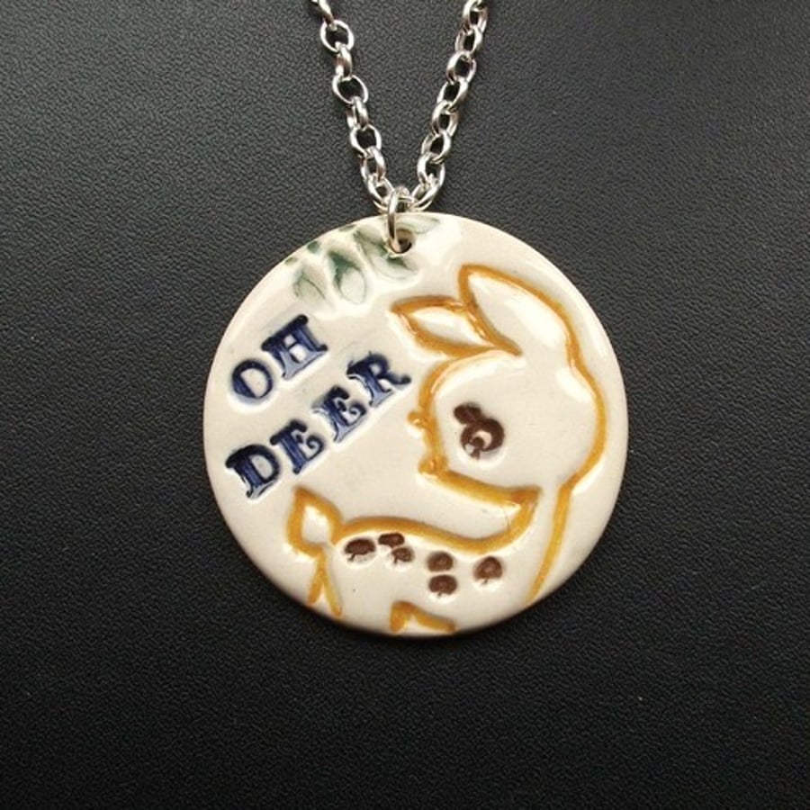 oh deer - ceramic pendant