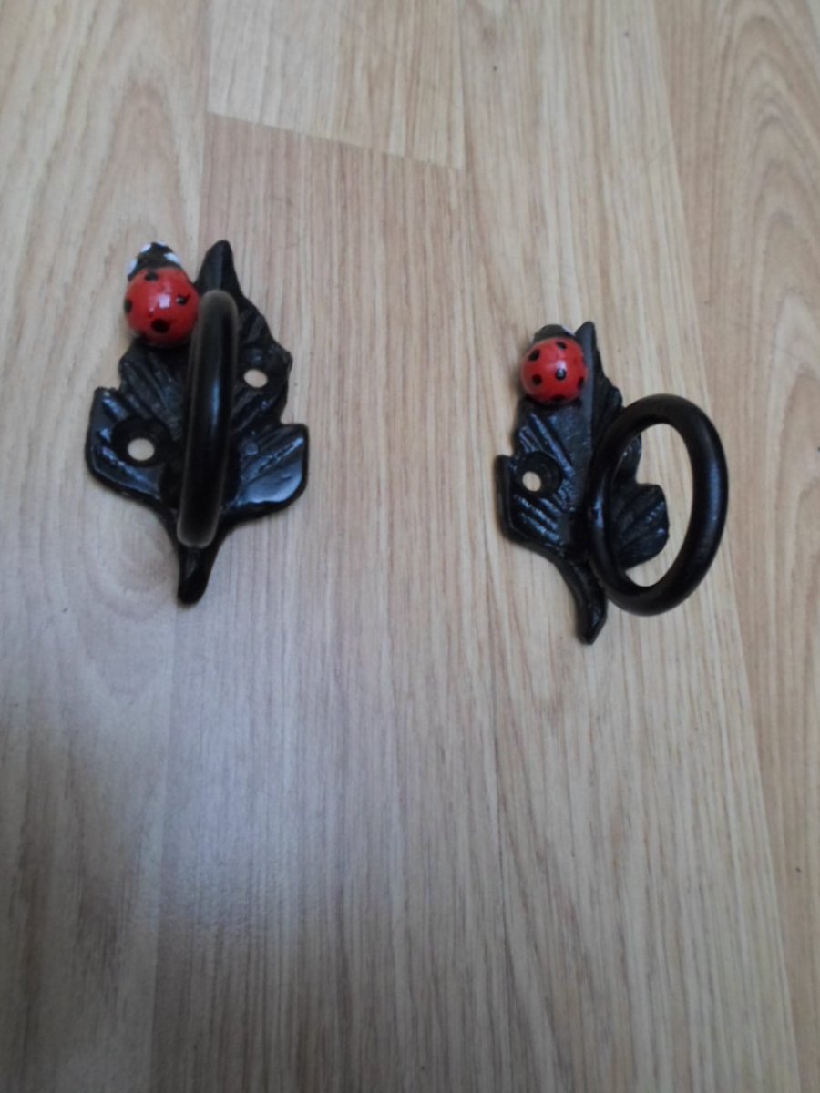 ladybird & leaf Mini Handles..........Wrought Iron(Forged Steel)For Cabinets etc