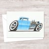 Custom Car Greeting Card - American Classic Car Illustration - Blank Inside