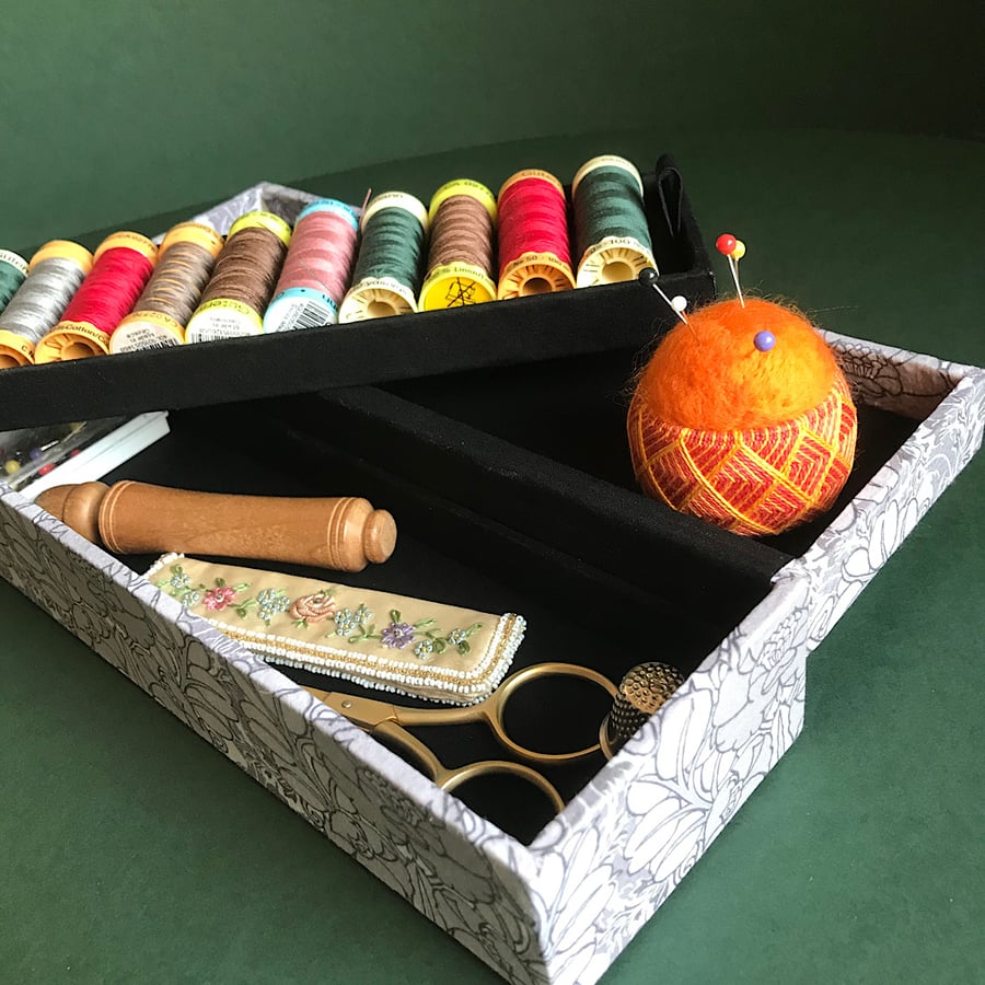 Sewing box, pen box, jewellery box. 