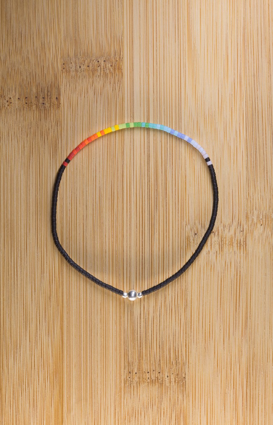 Custom order-minimalist Miyuki bead bracelet in rainbow colours