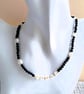 Midnight Blue Daisy Chain Goldstone 14 - 16 Inch Glass Beaded Necklace - Image 4