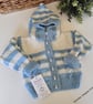 Designer Baby Boy's Hooded Jacket Hand Knitted with Merino Wool 6-12 months size