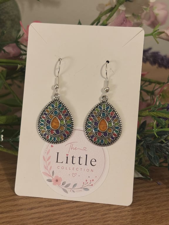 Bohemian Dangle Earrings, Multicoloured Charms, Handmade Jewellery