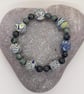 Navy and sage polymer clay bracelet - Image 1
