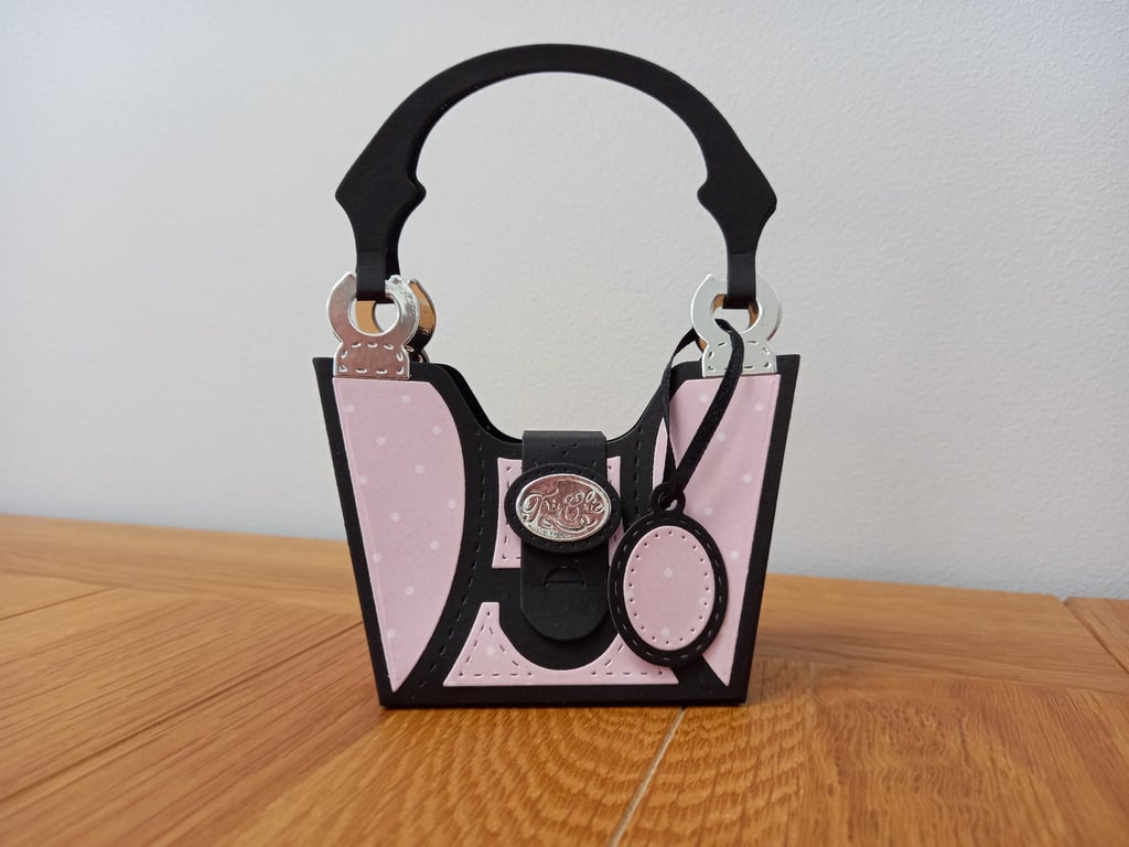 Pink Dotty "Tres Chic" Handbag style gift bag, handmade