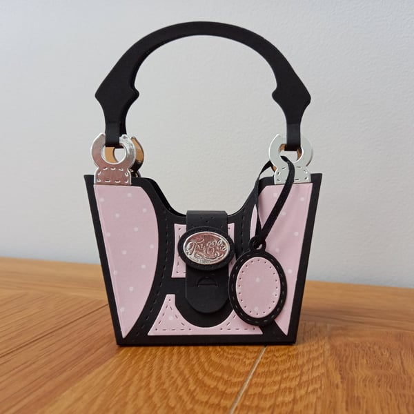 Pink Dotty "Tres Chic" Handbag style gift bag, handmade