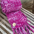 Handspun and woven shades of pink art scarf