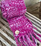 Handspun and woven shades of pink art scarf