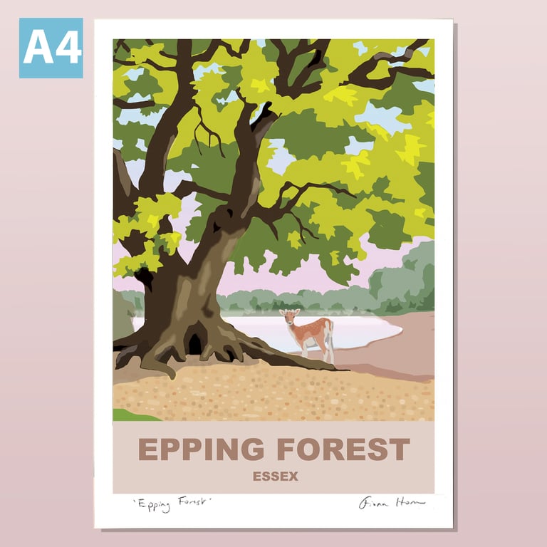 Epping Forest, retro style travel poster A4