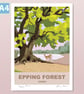 Epping Forest, retro style travel poster A4 - Image 1