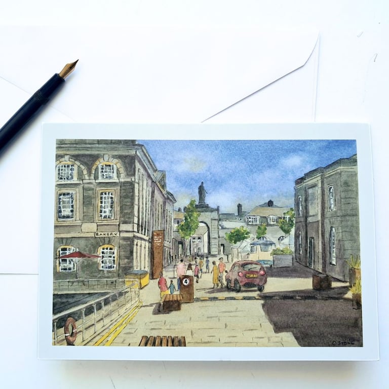 Blank greetings card A5 Plymouth Royal William Yard from original watercolour