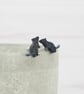 Titanium posts - Black glitter rat stud earrings - Hypoallergenic studs - Image 7