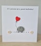 Handmade Guinea Pig Birthday Card: Pebble art card.
