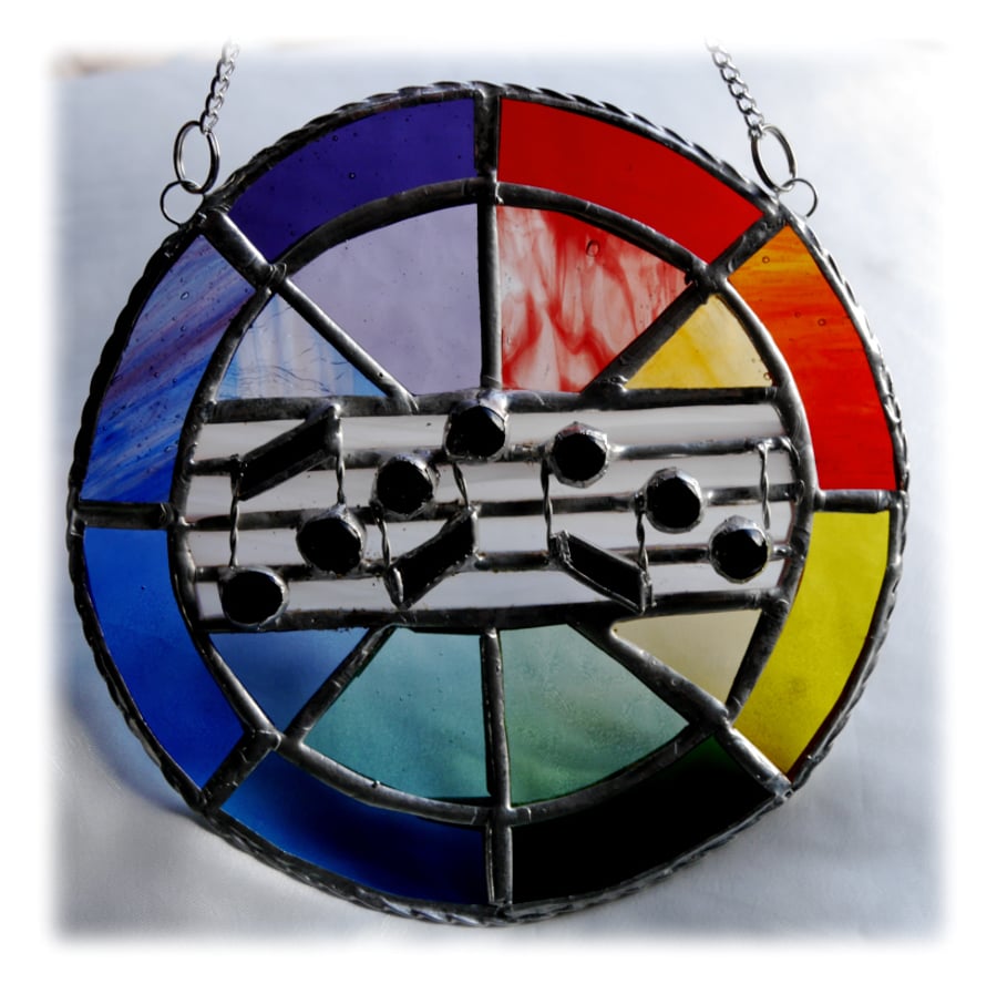 Sing a Rainbow Stained Glass Suncatcher Musical Notes 003
