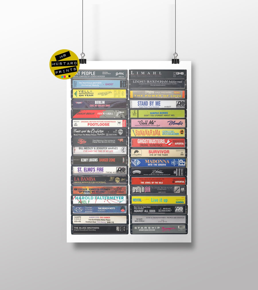 The Ultimate Movie Anthems Music Print - Iconic Movie Tracks in Cassette Form