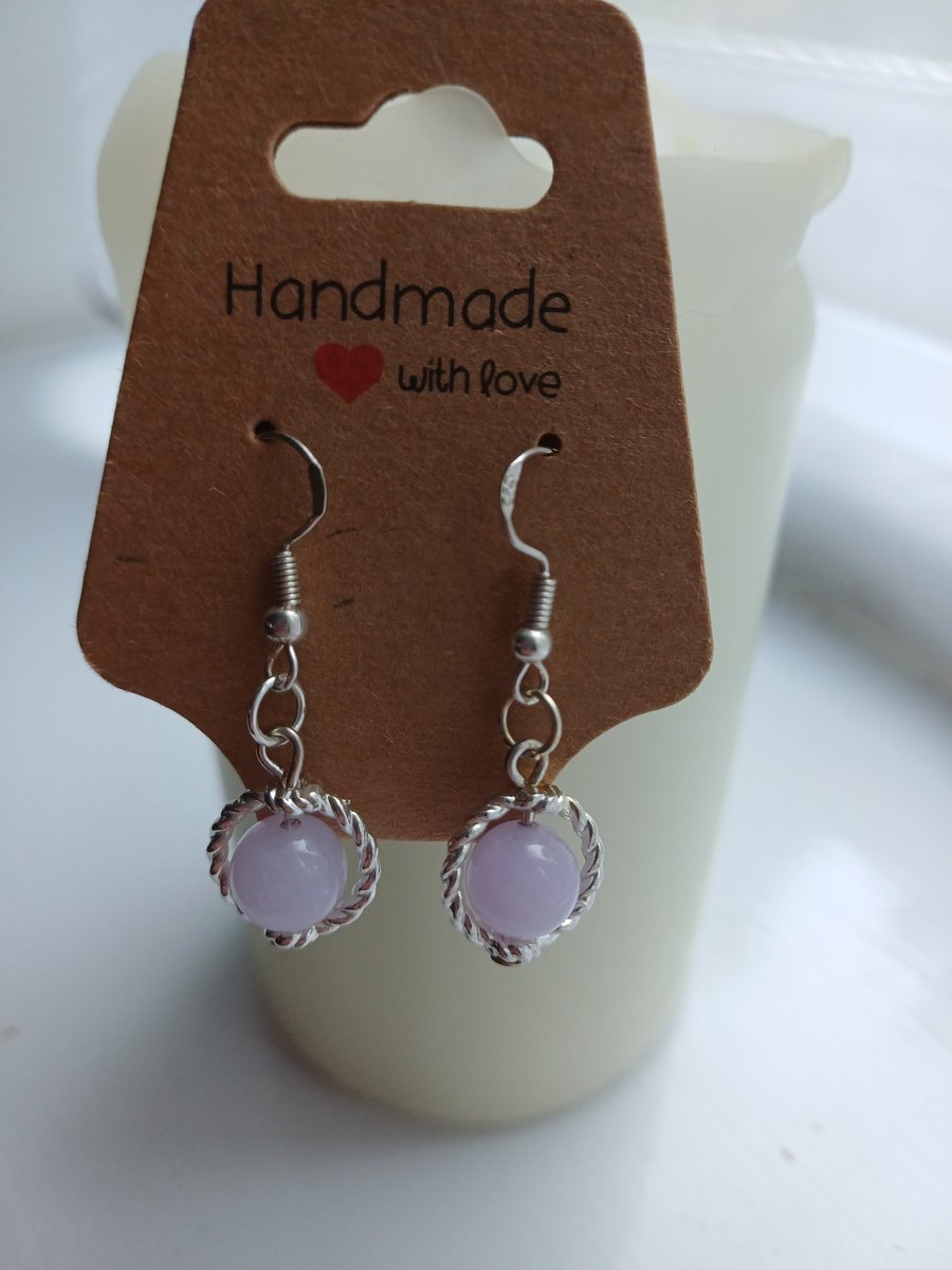 Lilac and silver drop earrings
