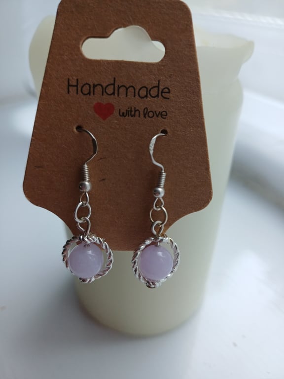 Lilac and silver drop earrings
