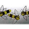 RESERVED 3 Bees Suncatcher Stained Glass Handmade Worker
