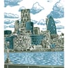 London City View A3 poster-print (light blue & dark green)