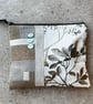 Linen and velvet zip pouch with shell buttons and embroidery - Image 2